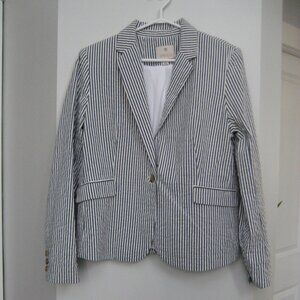 Eliane Rose cotton blend blue and white striped blaser